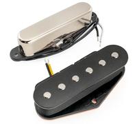 Musiclily Pro TL-60S Alnico 5 Set 2 Micros Simple Bobinage Manche Chevalet Pickup 8K/7,3K pour Guitare électrique Style Tele, Nickel