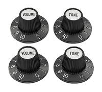 Musiclily Pro US Boutons Chapeau de Sorcière 2 Tone 2 Volume Set Noir | Fine 24 Dents,pour Pédale d'effet Amplificateur Guitare électrique Basse