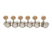 Musiclily Pro Vintage Style Hybride Mécaniques Guitare 6 en Ligne à Blocage pour Squier Classic Vibe Strat/Tele Guitare électrique, Nickel Bouton Ovale Plastique