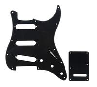 Musiclily Set de 11 trous SSS Pickguard et Plaque Arrière pour Guitare électrique style moderne, Fender (US/Mexique Made) Stratocaster Standard, 1 pli noir vernissé