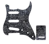 Musiclily Set de 11 trous SSS Pickguard et Plaque Arrière pour Guitare électrique style moderne, Fender (US/Mexique Made) Stratocaster Standard, 4 plis Perle Noir