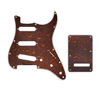 Musiclily Set de 11 trous SSS Pickguard et Plaque Arrière pour Guitare électrique style moderne, Fender (US/Mexique Made) Stratocaster Standard, 4 plis Red Tortoise