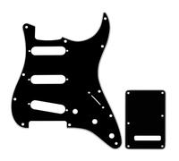 Musiclily Set de 11 trous SSS Pickguard et Plaque Arrière pour Guitare électrique style moderne, Fender (US/Mexique Made) Stratocaster Standard, 3 plis noir