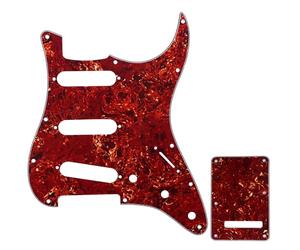 Musiclily Set de 11 trous SSS Pickguard et Plaque Arrière pour Guitare électrique style Moderne Fender (US/Mexique Made) Stratocaster Standard, 4 plis Vintage Tortoise