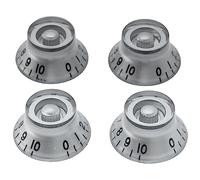 Musiclily Taille Métrique Top Hat Boutons de Potentiomètre Knobs pour Epiphone Les Paul Guitare électrique, Chrome avec chiffre noir (pack de 4)