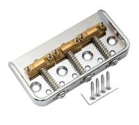 Musiclily Ultra 54mm Court Plaque Aluminium Chevalet Telecaster Bridge Vintage 3 Pontets Compensées Laiton pour Guitare électrique type Tele, Chrome