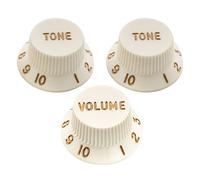 Musiclily Ultra Taille Universelle Boutons de Potentiomètres ST 1 Volume 2 Tonalité Knobs pour guitare électrique Fender Strat Style, Aged White