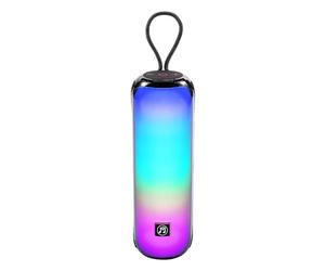 MusicMan Enceinte Bluetooth Portable avec lumières Disco RVB, Radio FM, Lecture USB et MicroSD, Batterie 1800 mAh, Microphone intégré et entrée AUX - Enceinte de fête sans Fil BT-X66