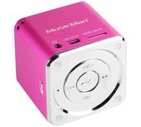 MusicMan Mini Soundstation Enceinte Portable - Lecteur MP3, USB, Prise en Charge de Carte MicroSD, 5 Heures de Temps de Lecture Batterie Rechargeable - Idéal pour voyager (Rose)