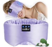 MUSICOZY Masque de sommeil 100 % soie de mûrier naturelle avec écouteurs Bluetooth pour un sommeil de luxe dans l'obscurité totale, parfait pour dormir, voyager et méditer, insomnie