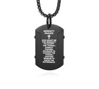 Musihy 60CM Collier pendentif de plaque d’identité Prière Sérénité en Acier Chirurgical pour Homme