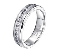 Musihy Bague de mariage éternelle à confort 6mm/7mm/8mm avec zircone cubique en Titane pour Homme Femme
