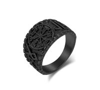 Musihy Bague viking en acier inoxydable 14MM de large pour hommes, Noir, Taille 56.5