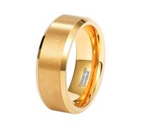 Musihy Bagues de mariage classiques en métal brossé 8MM pour hommes/femmes avec bords biseautés en Tungstène, Or, Taille 70