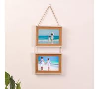 Musihy Cadre Photo 2 Photos, 13x18cm Rectangle Cadre photo idéal pour les photos/images, 2 Photo accrochée au mur, Mur, Marron-2 Photos-Horizontal