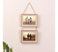 Musihy Cadre Photo 2 Photos, 9x13cm Rectangle Cadre d’affiche pour certificat Œuvre d’art Affiche Diplôme, 2 Photo accrochée au mur, Mur, Bois blanc-2 Photos-Horizontal