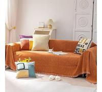 Musihy Housse Coussin Canapé, 1 Places Chenille Couleur Unie avec Franges Housse de Canapé Housse de Protection Anti-poussière pour Chien, Orange, 180x200cm