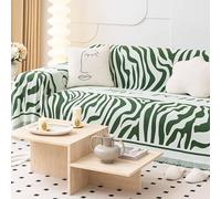 Musihy Housse Coussin Canapé, 4 Places Chenille Rayures zébrées à Franges Housse de Canapé Housse de Protection Anti-poussière pour Chien, Vert, 180x380cm