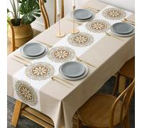 Musihy Nappe Bulgomme Rectangulaire, 100x160cm Nappe Patchwork Florale pour l'extérieur et l'intérieur, Kaki Clair-Style1