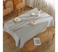 Musihy Nappe Bulgomme Rectangulaire, 140 x 300 cm Nappes en Gaufre Rayures Fines Nappe Anti-tâche Protection de Table pour Salle à Mangerr, Jardin, Marron Gris, Style3