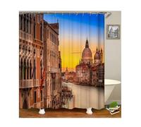 Musihy Rideau de Douche Anti Moisissure 120x180, Polyester Multicolore Modèle de la Ville de Venise Rideau de Douche pour décor Salle de Bains
