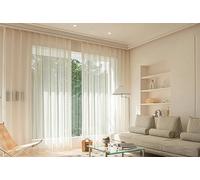 Musihy Rideau Salon Moderne Lot de 2, 86 x 138 cm Rideaux de Couleur Unie en Voilage Semi-Transparent Beige avec œillets pour Rideaux de fenêtre de Chambre