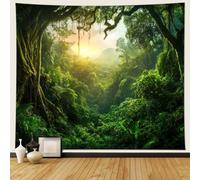 Musihy Tenture murale - 240 x 220 cm - Forêt tropicale - Paysage naturel - Jungle - Décoration murale pour chambre à coucher et salon - Vert