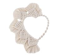 Musihy Tenture Murale Macramé, Coton Forme de Coeur Tapisserie Bohemian Home Decor Wedding Party Ornaments Craft Gifts, Beige crème, 20x50cm