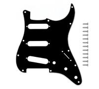Musiin Electric Guitar Pickguard Compatible with Strat/Stratocaster Single Layer Protective Panel, Modern ST US Standard 11-Hole with Screws SSS(Black)