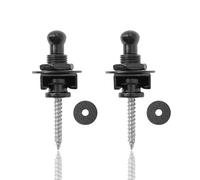 Musiin Guitar Strap Lock, Button Guitar Strap Lock Set with Secure Quick Release, Made of Metal Material, Suitable for Electric Guitar, Bass, Acoustic Guitar (2-Pack, Black)