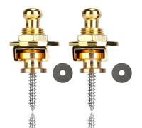 Musiin Guitar Strap Lock, Button Guitar Strap Lock Set with Secure Quick Release, Made of Metal Material, Suitable for Electric Guitar, Bass, Acoustic Guitar (2-Pack, Gold)