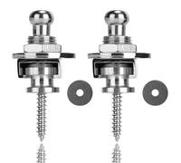 Musiin Locking Guitar Strap, Button Guitar Strap Lock Set with Secure Quick Release, Made of Metal Material, Suitable for Electric Guitar, Bass, Acoustic Guitar (2-Pack, Silver)