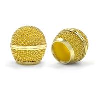 Musiin Microphone Grid Metal Replacement Heads, Enjoy Double The Superior Sound Quality(Gold 2 Packs)