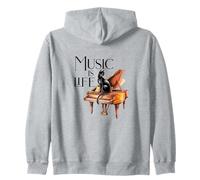 Musik is Life Chat sur piano piano pianiste Sweat à Capuche