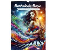 Musikalische Magie - Frauen in klangvollen Kleidern aus Noten und Farbe (Wandkalender 2026 DIN A3 hoch), CALVENDO Monatskalender: Eine Symphonie aus Farben und Noten in kreativer Bildform