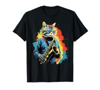 Musique amusante pour chat Saxophone chat jouant du saxophone T-Shirt