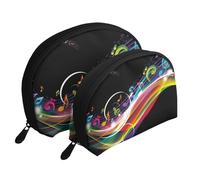 Musique colorée, Trousse de Maquillage Coquille Femme Petit Porte-Monnaie Trousse de Toilette Trousse à cosmétiques 2 pièces