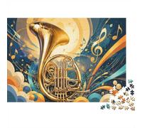 Musique Cor Notes Puzzle, 1000 Pièces Jeu Intérieur Adulte | 52x38cm Carton, Exercice Mental, Ajustement Précis, Amateurs De Puzzles, Réduction Du Stress
