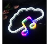 Musique de nuage, blanc + couleur LED néon sign, conception mignonne, USB/AA piles à double usage, bar, fête, amélioration de la maison, cadeau de vacances