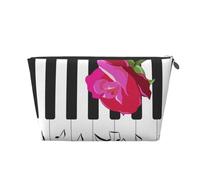 Musique De Piano Abstraite Et Fleurs De Rose Rouge, Trousse de Toilette Trousse de Maquillage Sac à cosmétiques Trousse de Toilette de Voyage Portable