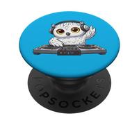 Musique électronique de Danse Mignonne Chouette enneigée DJ PopSockets PopGrip Adhésif