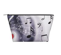 Musique et Coeur Rouge, Trousse de Toilette Trousse de Maquillage Sac à cosmétiques Trousse de Toilette de Voyage Portable