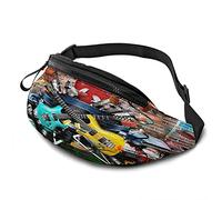 Musique Graffiti Casual Sac Banane pour Hommes Femme Couleurs Rock Musique Graffiti Mur Guitares Entrelacés Microphones Durable Fanny Pack Profiter du Sport Randonnée Courir Cyclisme en Plein Air