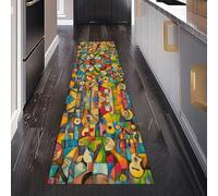 Musique Guitare Abstrait Tapis de Cuisine Devant Evier Antidérapant Lavable 60 x 180 cm, Musique Rock Guitare Coloré Tapis de Passage, Carpet pour Chambre à Coucher Descente de lit Salon Interieur