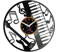 Musique Guitare Piano Horloge Murale Décorative Moderne Vinyle Plaque Cadeau Pour Mélomane W1701