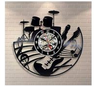 Musique Guitare Vinyle Disque Horloge Murale Design Moderne Art Murale Créative Salon Chambre Décoration Horloge avec LED 12 Pouces