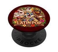 Musique Latine Pop Fiesta Chat Capybara Shiba-Inu Chien Danse PopSockets PopGrip Adhésif