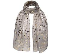 musique note Écharpe mousseline cou Doré Papier alu instrument de musique imprime Châle Groupe Chorale - Note de musique - Gris, note de musique - Gris