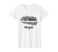 Musique. Note Musicale T-Shirt Graphique avec Valeur, Femme, Blanc, XS