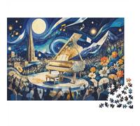 Musique Piano Fleurs Puzzle, 1000 Pièces Jeu D'intérieur Adulte | 70x50cm Carton, Exercice Mental, Assemblage Facile, Amateurs D'art, Réduction Du Stress